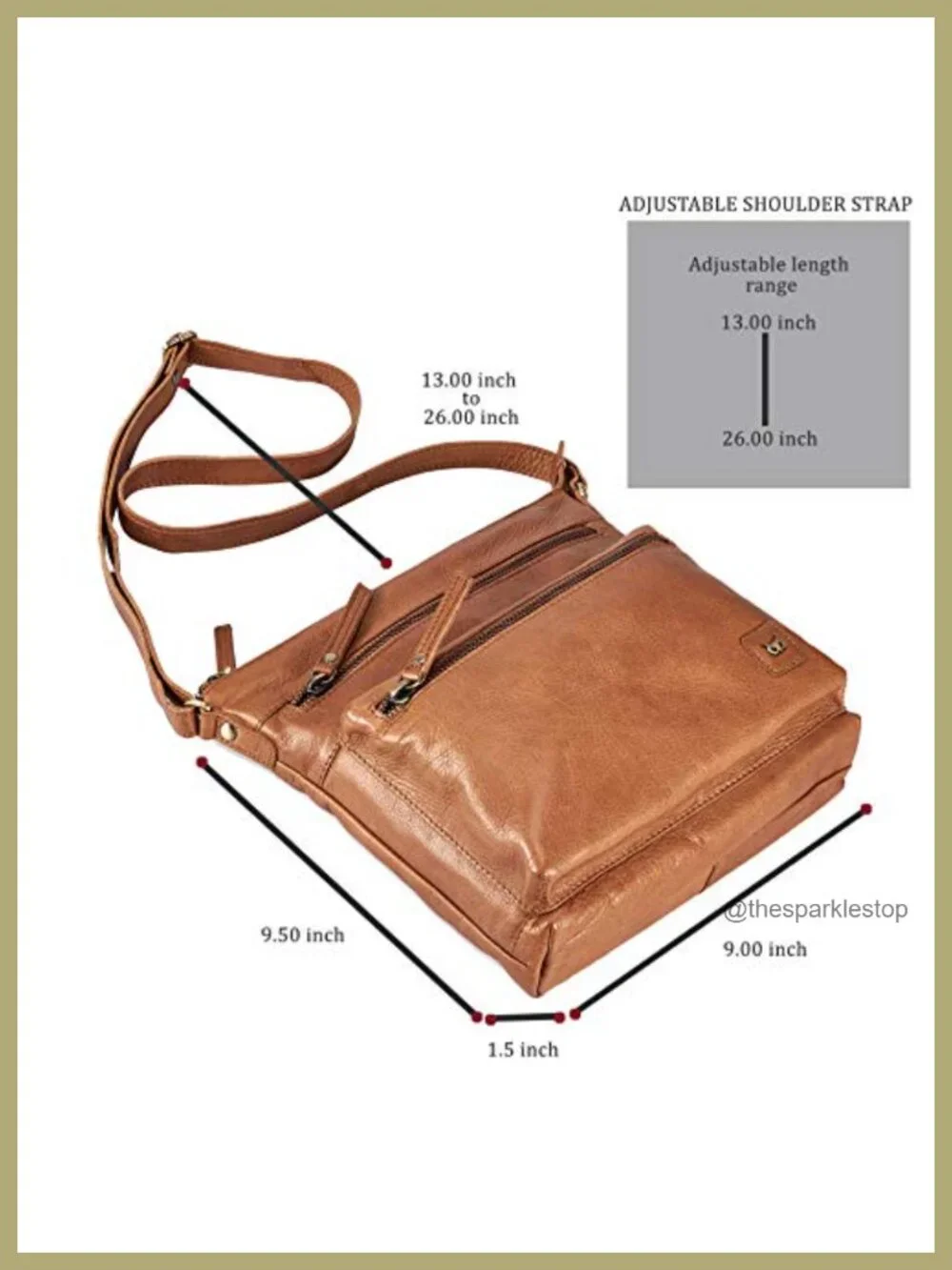 Genuine Full-Grain Cow Leather Crossbody Sling Bag for Women Travel Handbag
